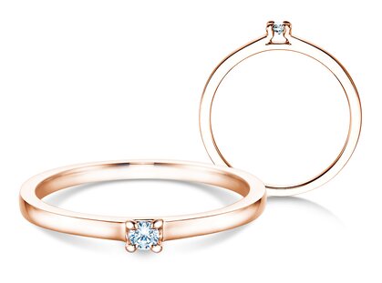 Verlobungsring Modern in 9K Roségold mit Diamant 0,05ct G/SI