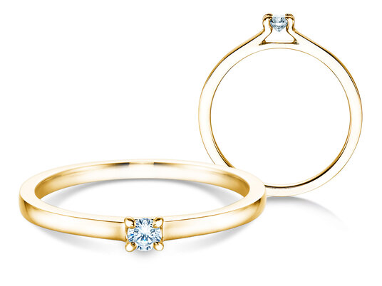 Verlobungsring Modern in 18K Gelbgold mit Diamant 0,07ct H/SI