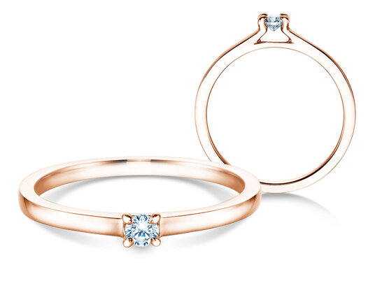 Verlobungsring Modern in 18K Roségold mit Diamant 0,07ct H/SI