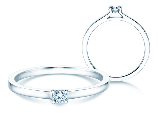 Verlobungsring Modern in 18K Weißgold mit Diamant 0,07ct H/SI