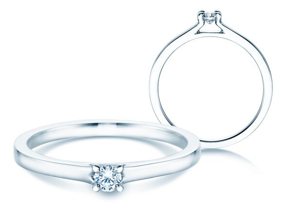 Verlobungsring Modern in 14K Weißgold mit Diamant 0,10ct G/SI