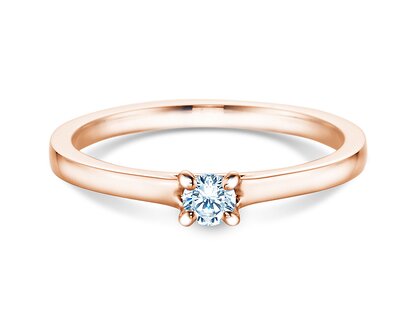 Verlobungsring Modern in 18K Roségold mit Labordiamant 0,15ct E/VS