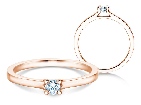 Verlobungsring Modern in 18K Roségold mit Labordiamant 0,15ct E/VS