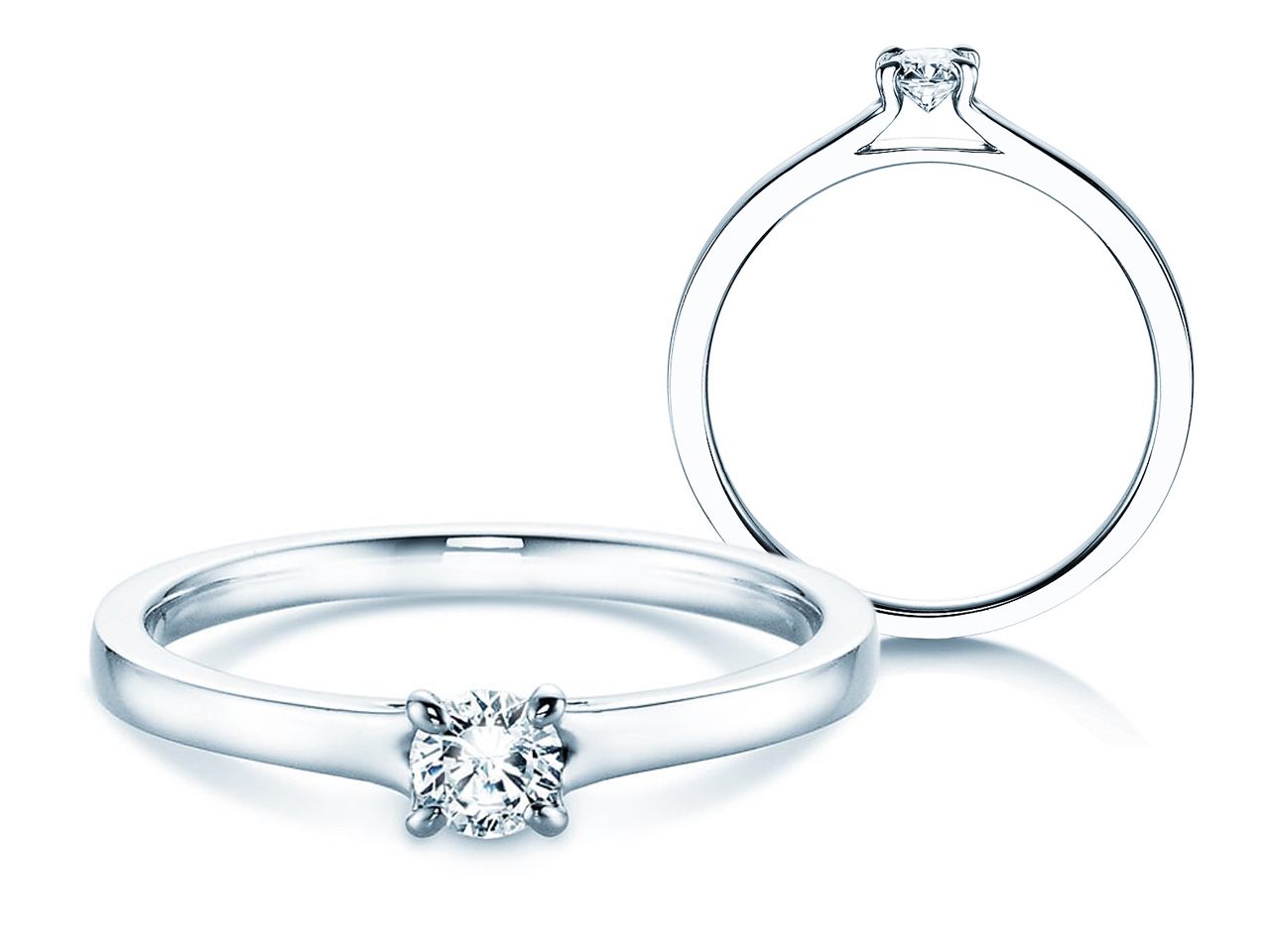 Schmaler Ring Sternschnuppe Weißgold 18K Diamanten - Kostbares