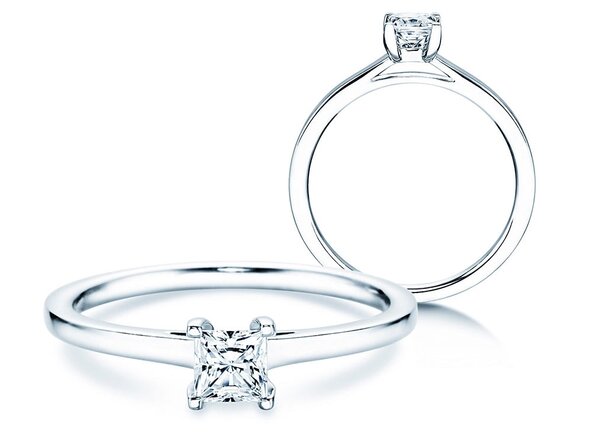 Verlobungsring Princess in 18K Weißgold mit Diamant 0,35ct G/SI