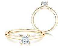 Verlobungsring Princess in 14K Gelbgold mit Diamant 0,35ct G/SI