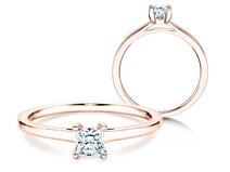 Verlobungsring Princess in 14K Roségold mit Diamant 0,35ct G/SI