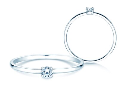 Verlobungsring Pure in 14K Weißgold mit Diamant 0,08ct G/SI
