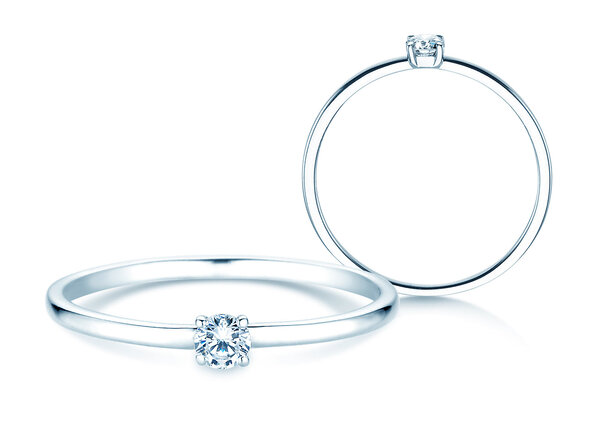 Verlobungsring Pure in 14K Weißgold mit Diamant 0,08ct G/SI