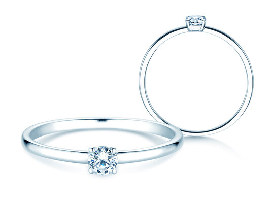 Verlobungsring Pure in 14K Weißgold mit Diamant 0,13ct G/SI