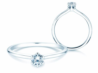 Verlobungsring Royal in 14K Weißgold mit Diamant 0,25ct H/SI