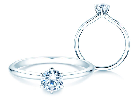 Verlobungsring Royal in 9K Weißgold mit Diamant 0,50ct H/SI
