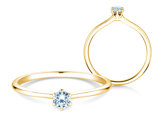 Verlobungsring Royal in 14K Gelbgold mit Labordiamant 0,15ct E/VS