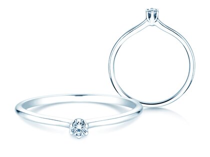 Verlobungsring Royal in 14K Weißgold mit Diamant 0,05ct H/SI