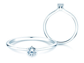 Verlobungsring Royal in 9K Weißgold mit Diamant 0,15ct G/SI