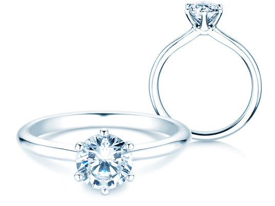 Verlobungsring Royal in 9K Weißgold mit Diamant 1,00ct H/SI