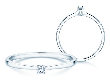 Verlobungsring Surprise in 14K Weißgold mit Diamant 0,05ct H/SI