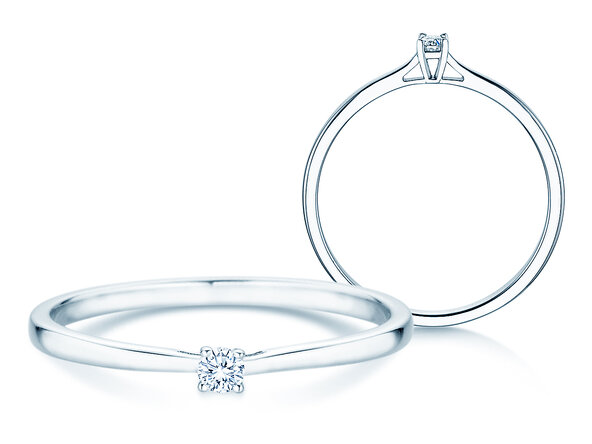 Verlobungsring Surprise in 14K Weißgold mit Diamant 0,05ct H/SI