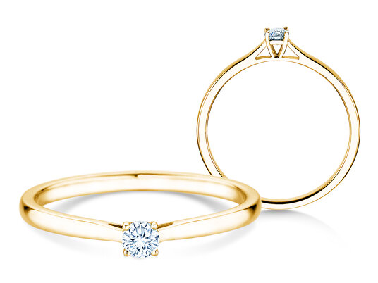 Verlobungsring Surprise in 14K Gelbgold mit Diamant 0,10ct H/SI