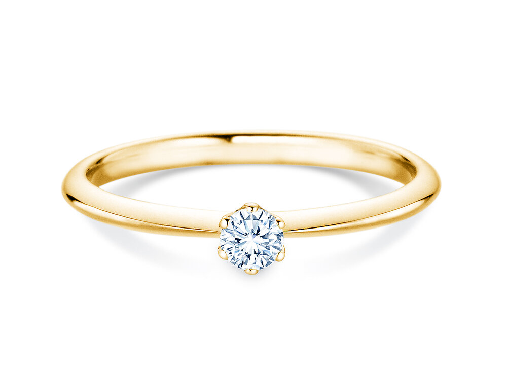 Verlobungsring The One in 9K Gelbgold mit Labordiamant 0,15ct D/IF
