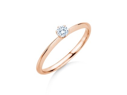 Verlobungsring The One in 9K Roségold mit Diamant 0,15ct H/SI