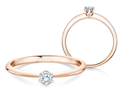 Verlobungsring The One in 9K Roségold mit Diamant 0,15ct