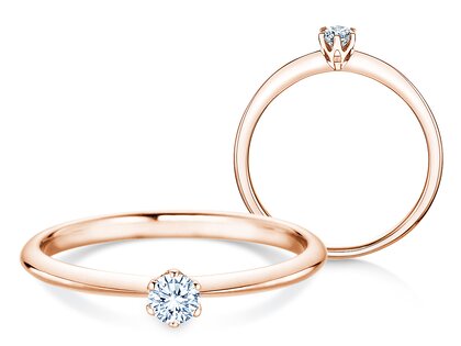 Verlobungsring The One in 9K Roségold mit Diamant 0,15ct H/SI
