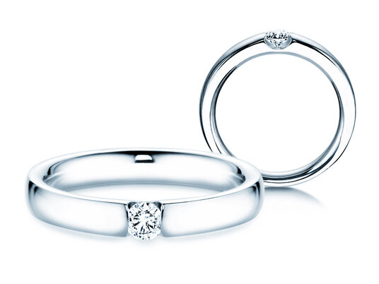 Verlobungsring Destiny in 14K Weißgold mit Diamant 0,15ct H/SI