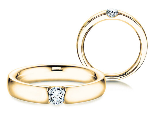 Verlobungsring Destiny in 14K Gelbgold mit Diamant 0,10ct H/SI