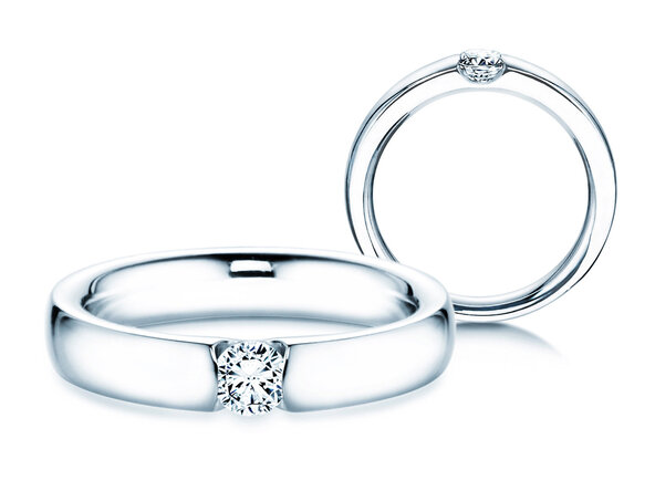 Verlobungsring Destiny in 9K Weißgold mit Diamant 0,25ct H/SI