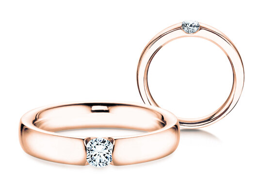 Verlobungsring Destiny in 14K Roségold mit Diamant 0,05ct H/SI