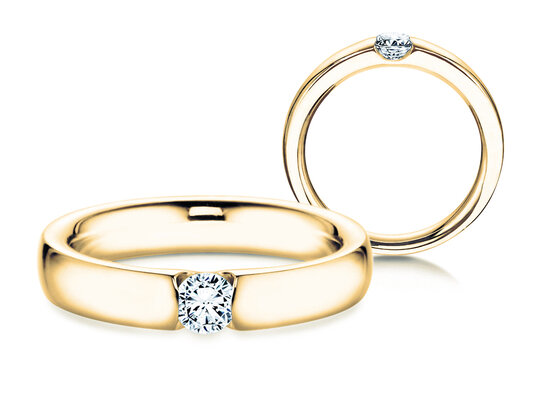 Verlobungsring Destiny in 14K Gelbgold mit Diamant 0,15ct H/SI