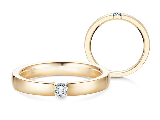 Verlobungsring Infinity in 14K Gelbgold mit Diamant 0,15ct H/SI