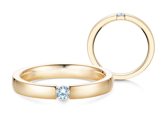 Verlobungsring Infinity in 14K Gelbgold mit Diamant 0,15ct H/SI