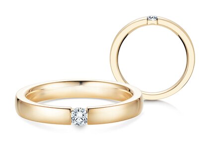 Verlobungsring Infinity in 14K Gelbgold mit Diamant 0,15ct G/SI
