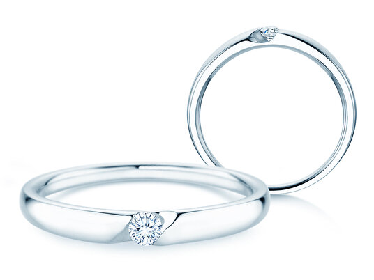 Verlobungsring Italic Petite in 14K Weißgold mit Diamant 0,07ct G/SI
