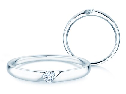 Verlobungsring Italic Petite in 14K Weißgold mit Diamant 0,07ct G/SI