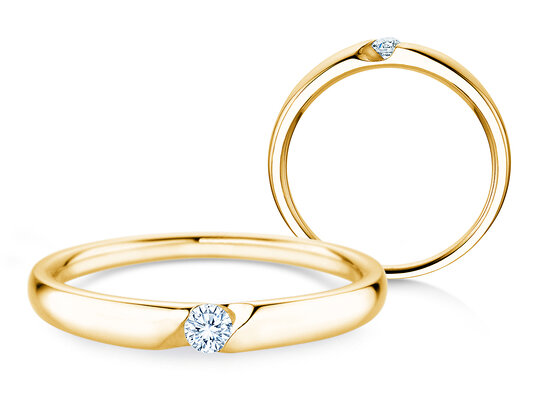 Verlobungsring Italic Petite in 14K Gelbgold mit Diamant 0,07ct G/SI