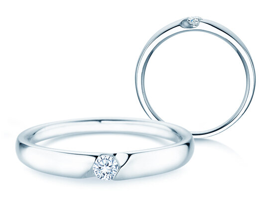 Verlobungsring Italic Petite in 14K Weißgold mit Diamant 0,09ct G/SI