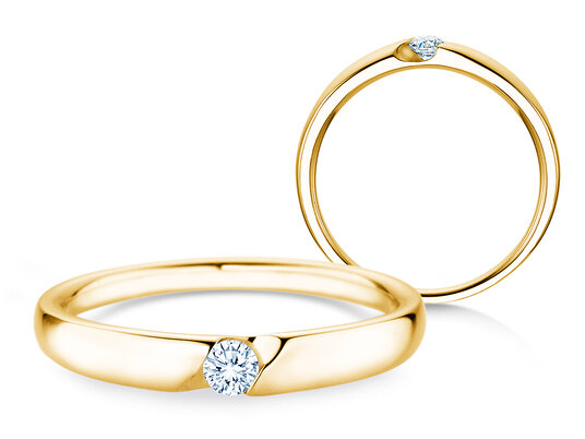 Verlobungsring Italic Petite in 14K Gelbgold mit Diamant 0,09ct G/SI