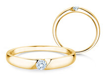 Verlobungsring Italic Petite in 18K Gelbgold mit Diamant 0,11ct G/SI