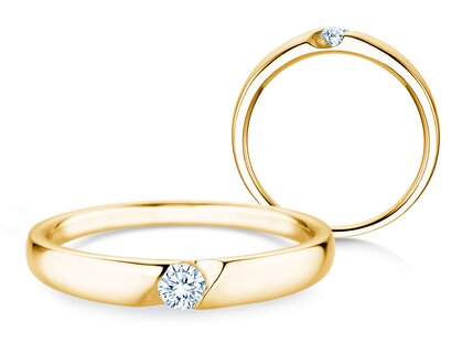 Verlobungsring Italic Petite in 18K Gelbgold mit Diamant 0,11ct G/SI