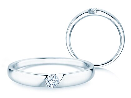 Verlobungsring Italic Petite in 18K Weißgold mit Diamant 0,11ct G/SI