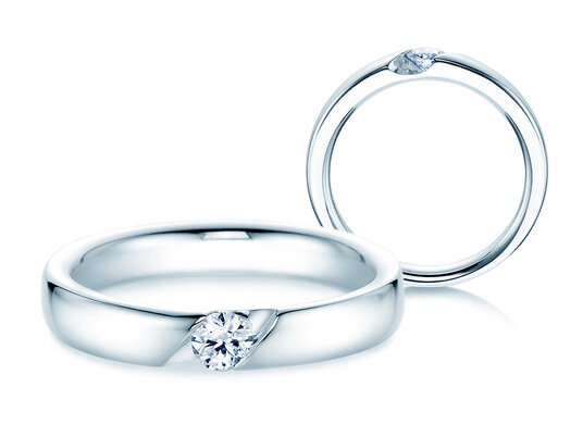 Verlobungsring Italic in 14K Weißgold mit Diamant 0,15ct G/SI