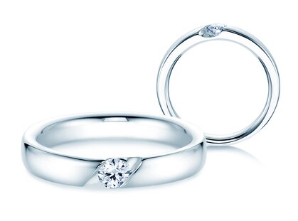 Verlobungsring Italic in 18K Weißgold mit Diamant 0,15ct G/SI