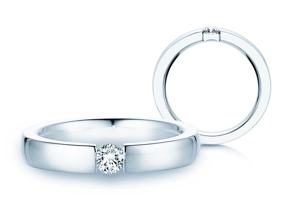 Verlobungsring Infinity in 14K Weißgold mit Diamant 0,20ct H/SI