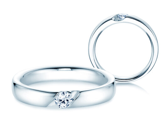 Verlobungsring Italic in 9K Weißgold mit Diamant 0,20ct H/SI