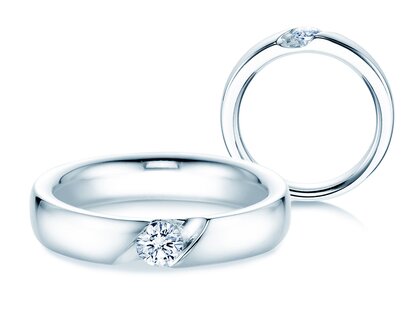 Verlobungsring Italic in 14K Weißgold mit Diamant 0,25ct H/SI