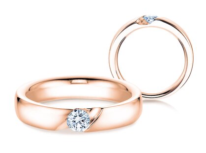 Verlobungsring Italic in 14K Roségold mit Diamant 0,25ct H/SI