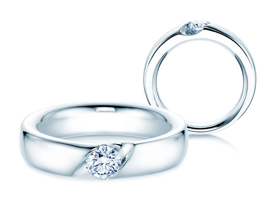 Verlobungsring Italic in 9K Weißgold mit Diamant 0,50ct H/SI
